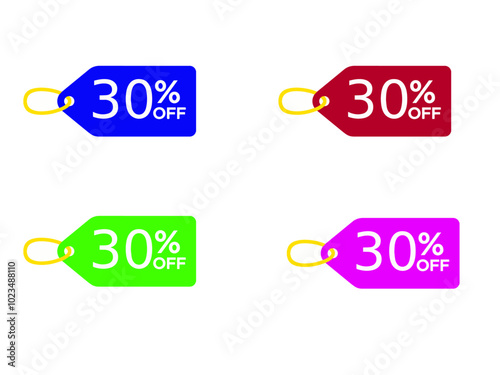 set of colorful sale tags