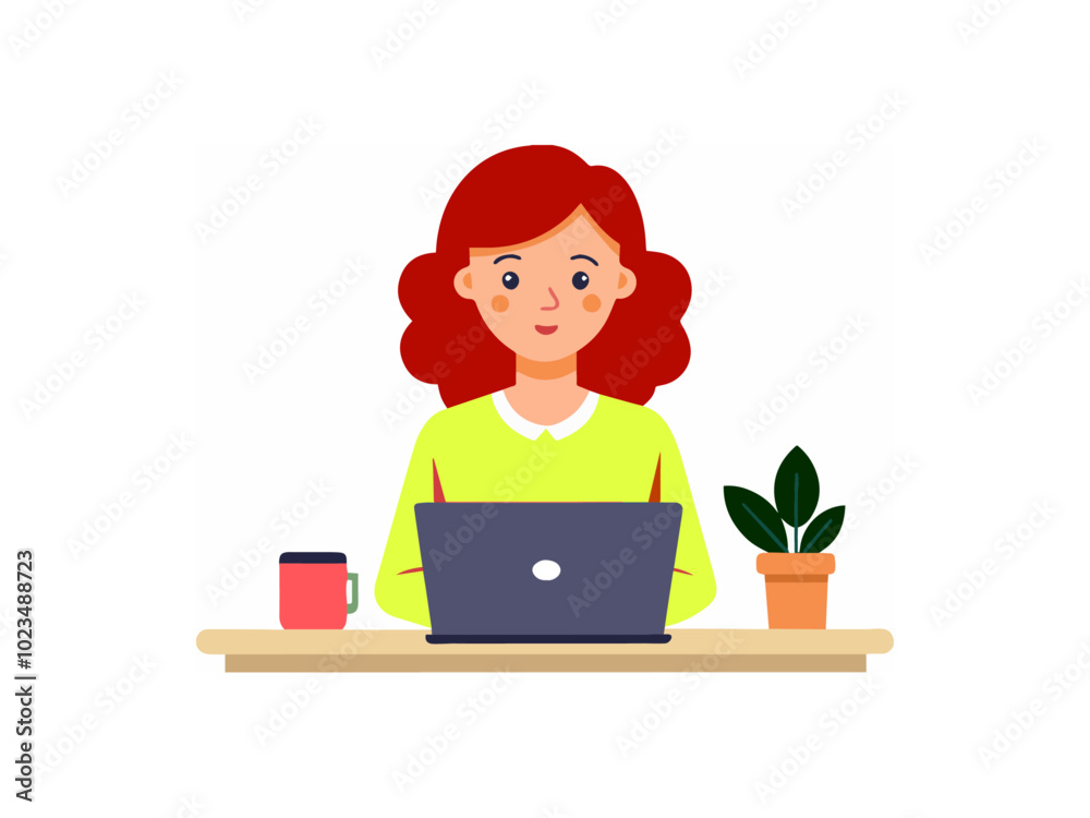 a business girl is working with laptop a business girl is working with laptop