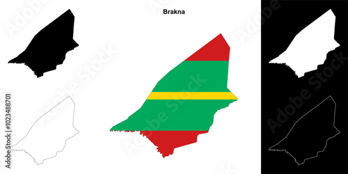 Brakna region outline map set photo