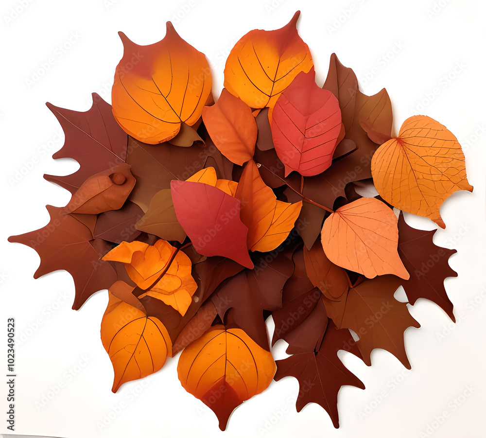 Colorful autumn maple leaves scattered on the ground clipart illustration of traditional autumn leaves for postcards.generative ai Colorful autumn maple leaves scattered on the ground clipart illustration of traditional autumn leaves for postcards.generative ai