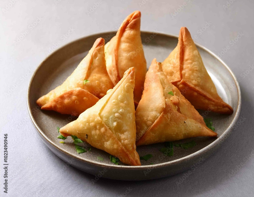 Samosas in plate