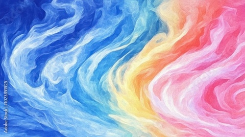 A vibrant abstract swirl of colors blending from blue to pink, evoking emotion and creativity.