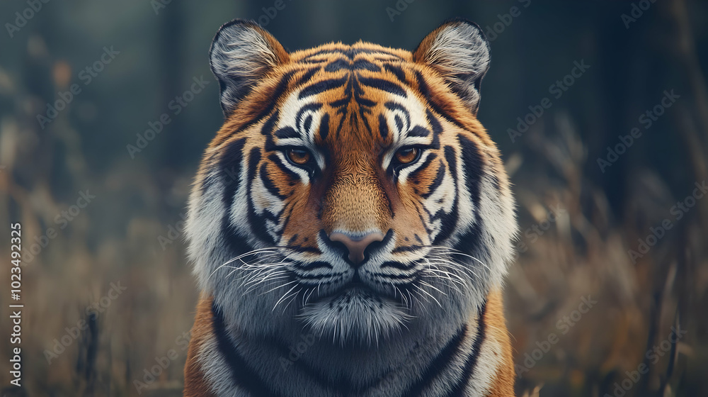 Close-up Portrait of a Tiger in a Forest Close-up Portrait of a Tiger in a Forest