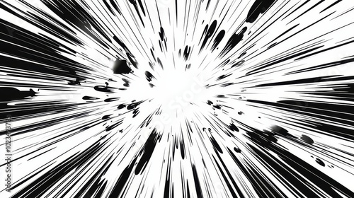 Black and white comic style explosion boom background photo
