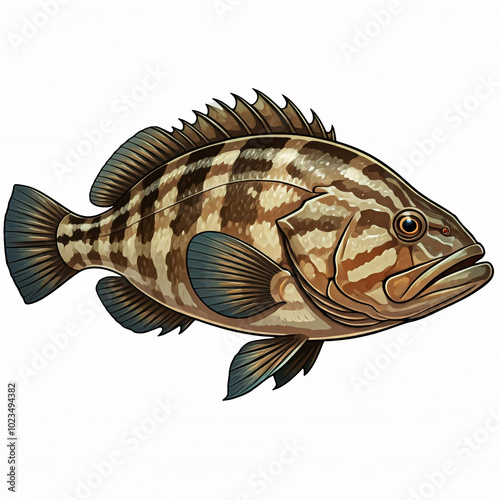 striped grouper fish illustration  for marine life design