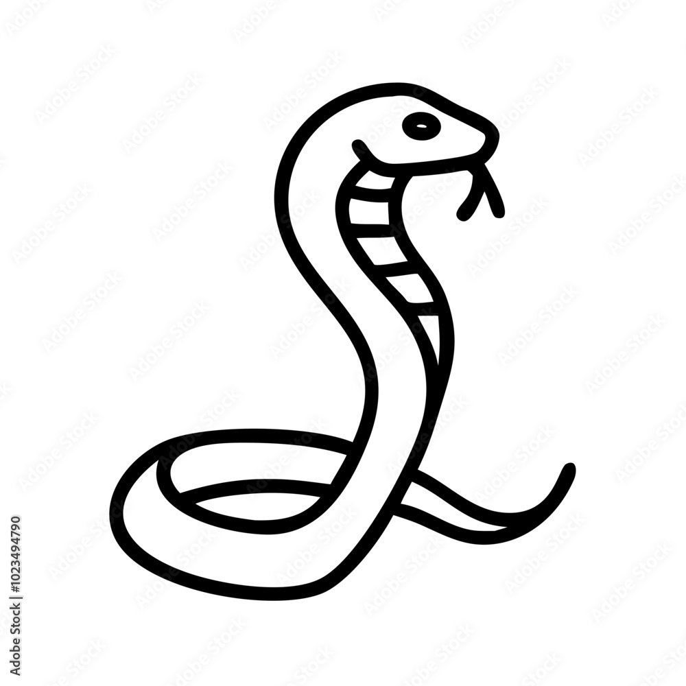 Fototapeta premium Cobra minimalist style, black line art, nature, reptile