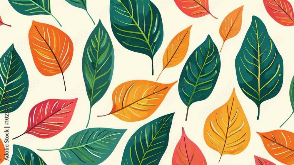 A vibrant arrangement of various leaves in different colors and shapes. A vibrant arrangement of various leaves in different colors and shapes.