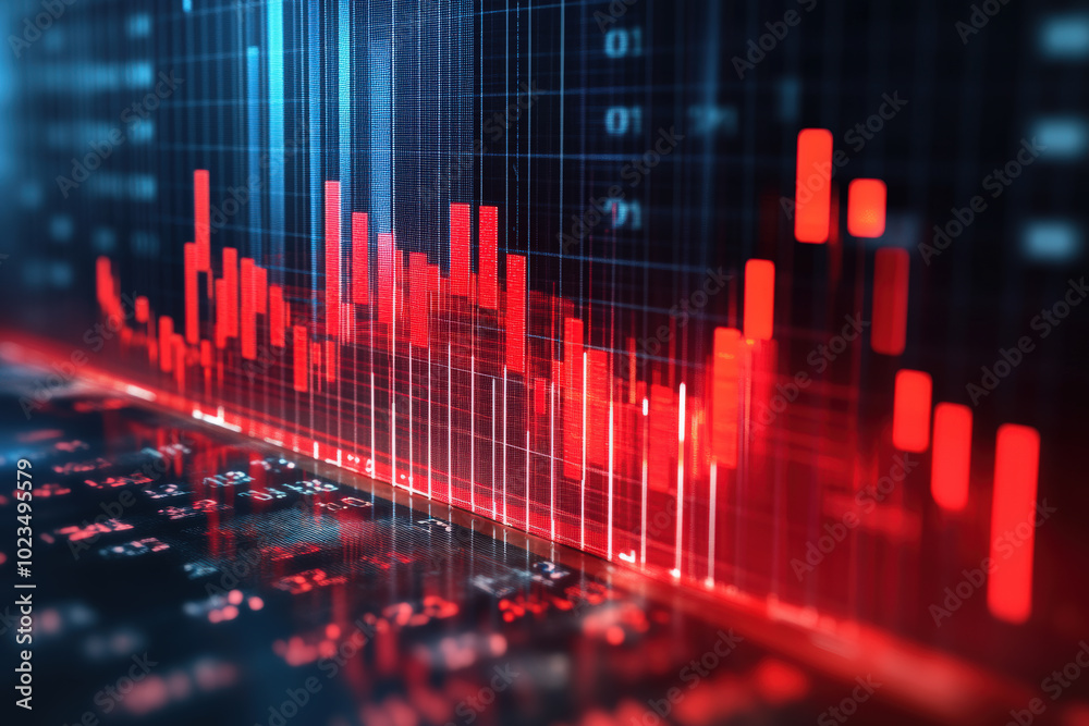 Stock Market Data Visualization with Red and Blue Indicators Stock Market Data Visualization with Red and Blue Indicators
