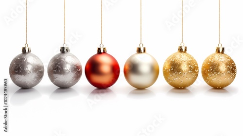 Colorful ornaments arranged in a neat grid on a plain background