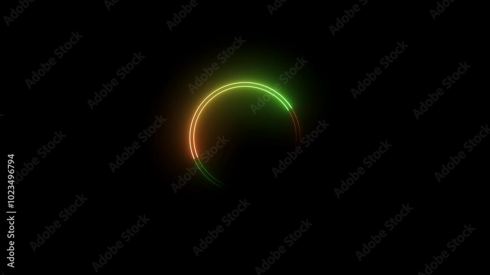 Neon blue spiral lines circular shape rotating .Abstract Glowing Neon Light Circle Loop . Neon blue spiral lines circular shape rotating .Abstract Glowing Neon Light Circle Loop .
