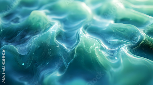 Abstract Background - Blue Green Waves with Soft Light
