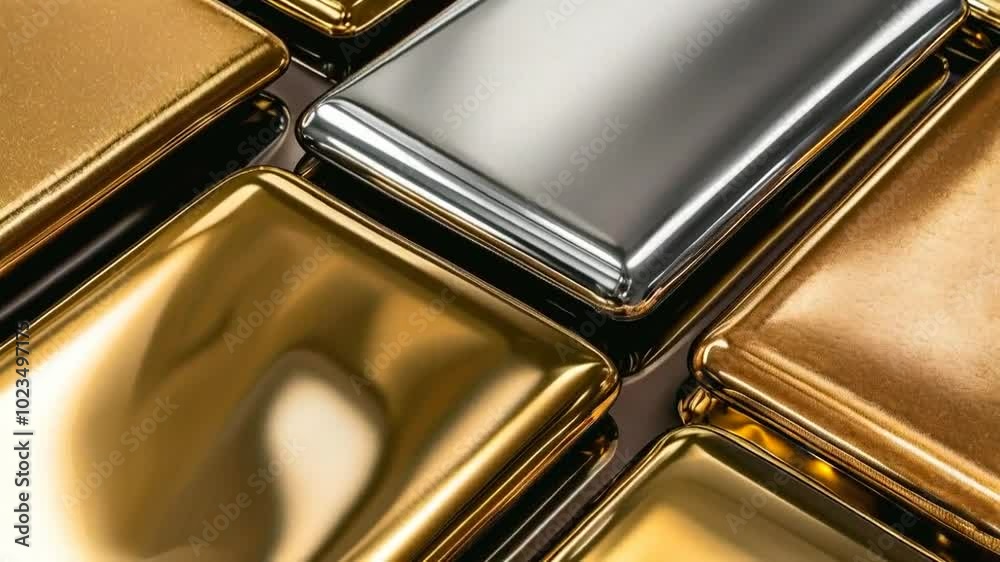 A close-up of gold and silver bars, showcasing their shiny surfaces and luxurious appeal.