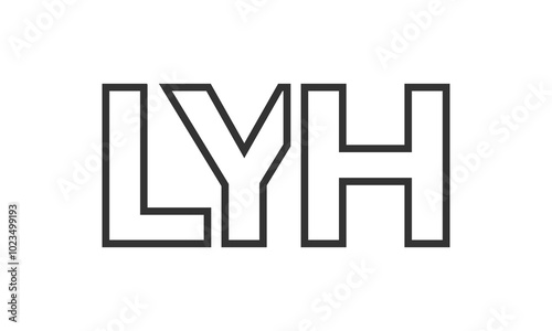 LYH logo design template with strong and modern bold text. Initial based vector logotype featuring simple and minimal typography. Trendy company identity.