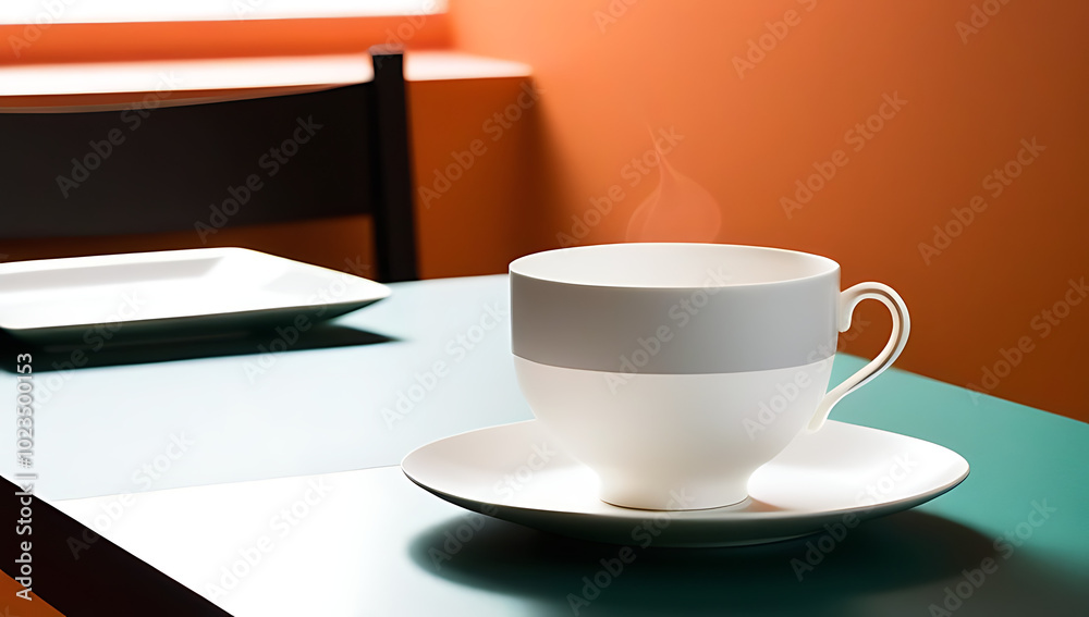 Obraz premium teacup placed cozy table setting