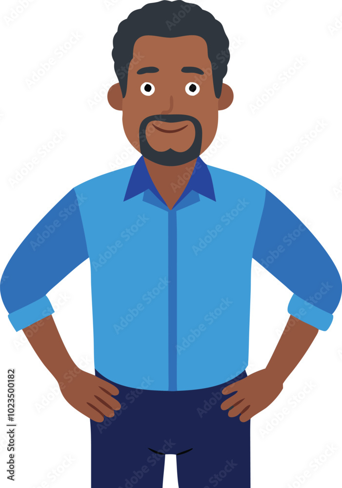 A vector illustration of a man in a blue shirt, symbolizing confidence, professionalism, and casual business attire. A vector illustration of a man in a blue shirt, symbolizing confidence, professionalism, and casual business attire.