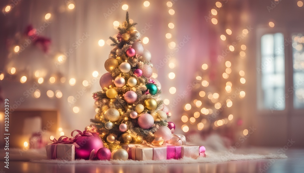 Christmas room interior decorations in studio Christmas room interior decorations in studio