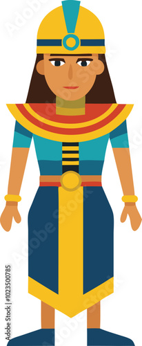 A vector illustration of an ancient Egyptian pharaoh in traditional attire, symbolizing history, royalty, and culture.