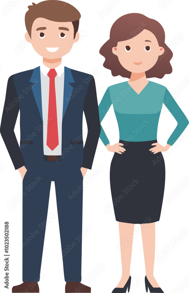 A vector illustration of a professional couple, symbolizing partnership, teamwork, and business collaboration. A vector illustration of a professional couple, symbolizing partnership, teamwork, and business collaboration.