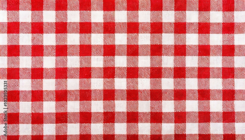 Red and white checkered tablecloth texture