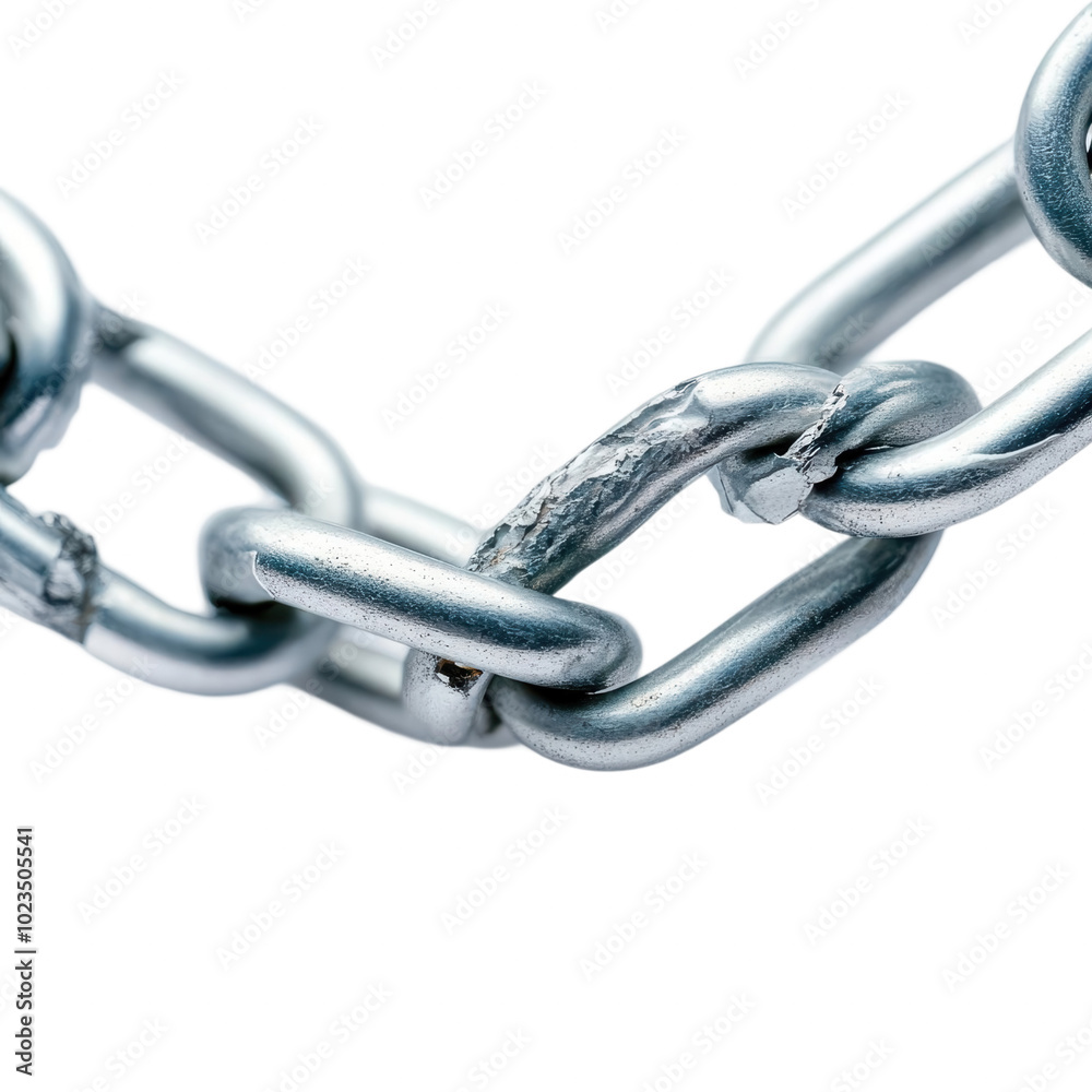 Obraz premium Broken Chain Link Isolated on White Background