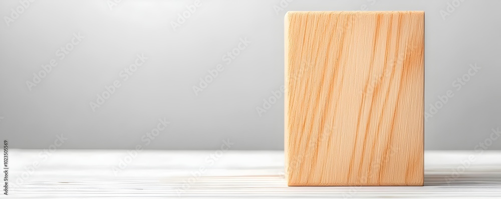 Naklejka premium Blank Wood Block for Financial Growth - Modern Professional Setting with Clean Tones for Business and Creativity