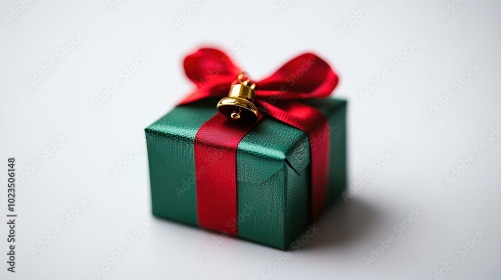 Christmas gift box template with decorative wrapping and festive bow isolated on white background Christmas gift box template with decorative wrapping and festive bow isolated on white background