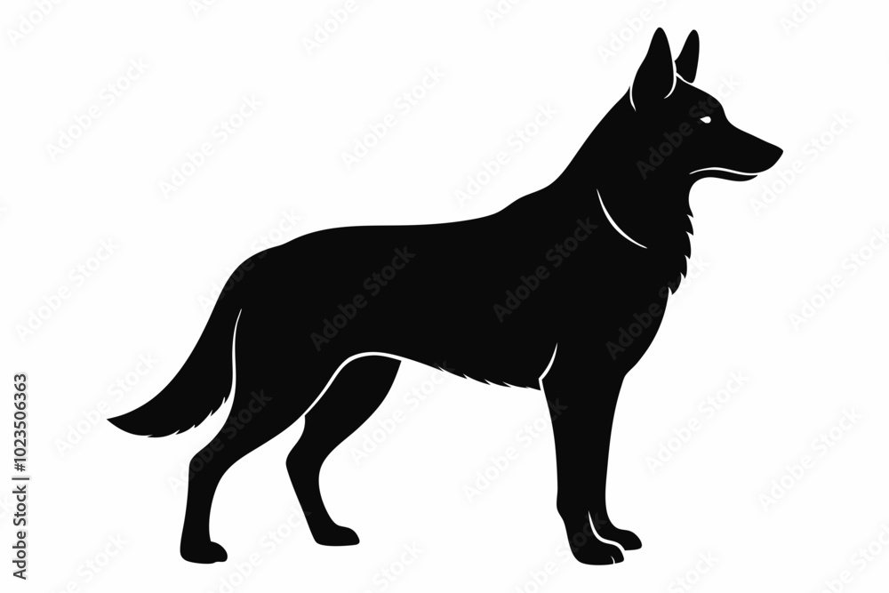 German Shepherd dog silhouette, Sitting german shepherd dog breed silhouette vector illustration
German Shepherd dog silhouette, Sitting german shepherd dog breed silhouette vector illustration