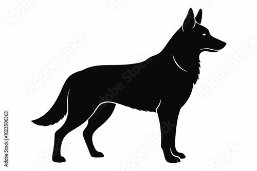 
German Shepherd dog silhouette, Sitting german shepherd dog breed silhouette vector illustration