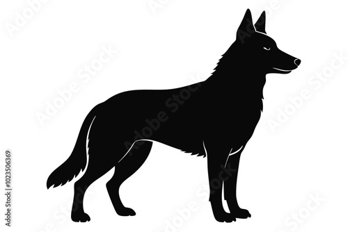 
German Shepherd dog silhouette, Sitting german shepherd dog breed silhouette vector illustration