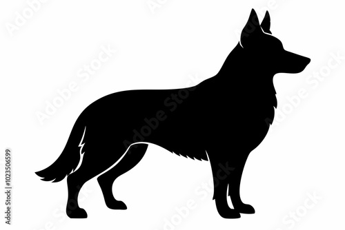 
German Shepherd dog silhouette, Sitting german shepherd dog breed silhouette vector illustration