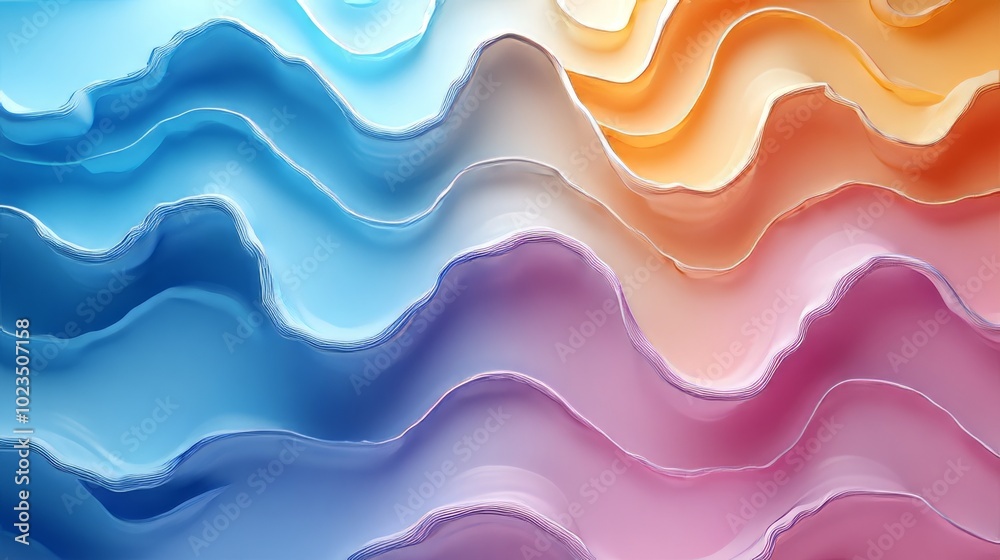 A colorful abstract wave pattern featuring gradients of blue, orange, pink, and white. A colorful abstract wave pattern featuring gradients of blue, orange, pink, and white.