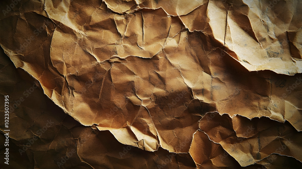 Crinkled Brown Paper Texture Background Crinkled Brown Paper Texture Background