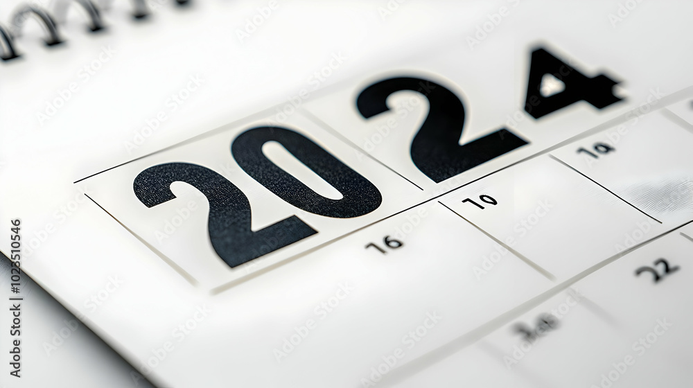 Closeup of 2024 on a Calendar Page - Photo Closeup of 2024 on a Calendar Page - Photo