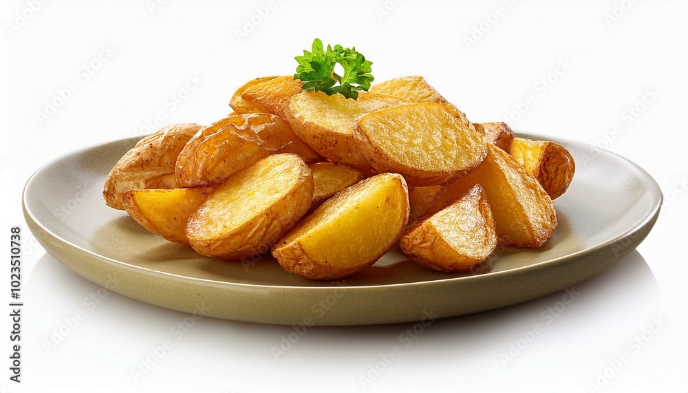 Fried potatoes isolated on white background Fried potatoes isolated on white background
