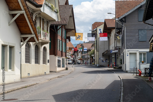 Fototapeta Naklejka Na Ścianę i Meble -  Brienz, Switzerland - Streets of Brienz Switzerland, a small Swiss village on Lake Brienz