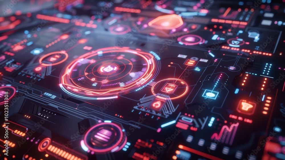Futuristic Digital Interface with Neon Accents Futuristic Digital Interface with Neon Accents