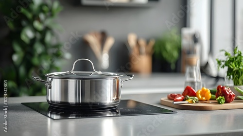 Modern Induction Stove with Sleek Cabinetry and Chrome Accents - Stylish Open Concept Kitchen Design for Contemporary Living