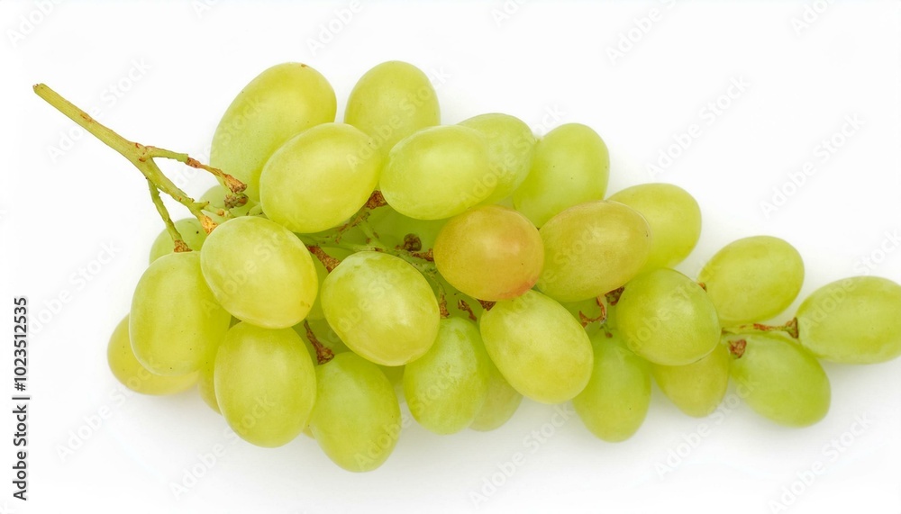 Ripe juicy sweet green grapes bunch isolated on white background