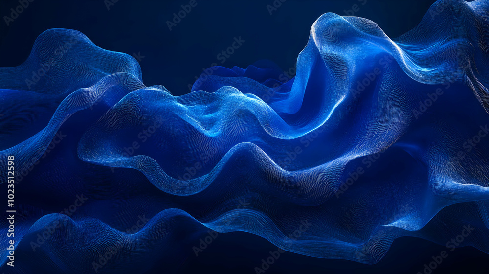 Obraz premium Abstract 3D Blue Wave Background - Digital Art