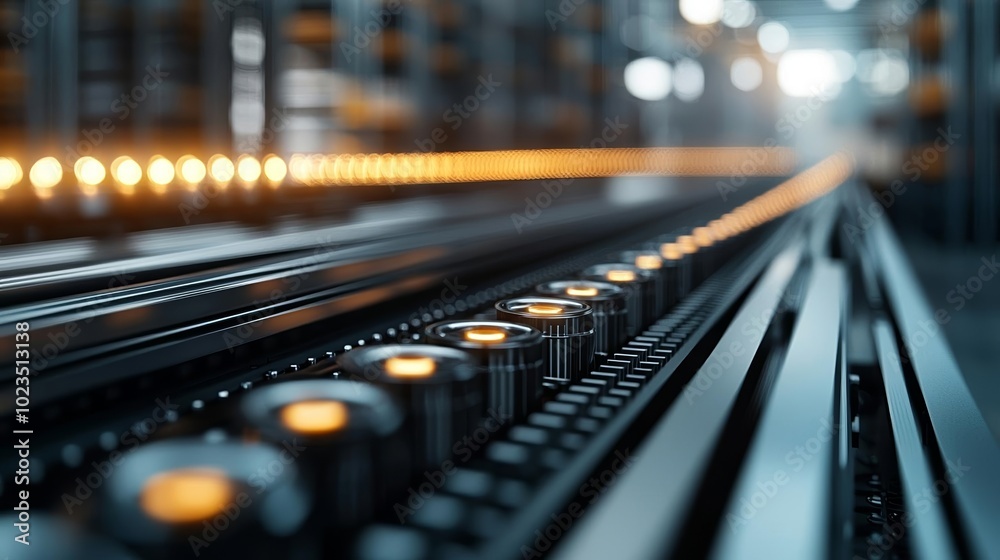 Automated warehouse with dynamic lighting, representing the future of inventory and storage solutions