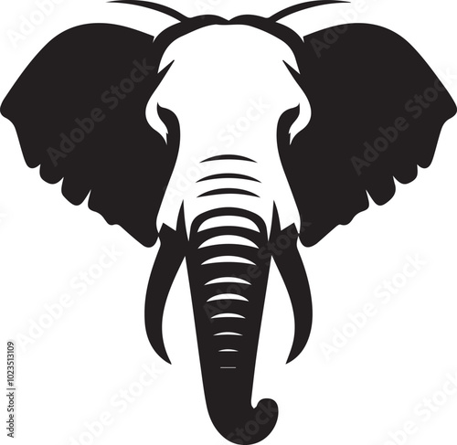 Elephant head silhouette black vector clipart design