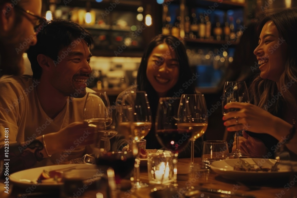 Friends having dinner glasses accessories accessory. Friends having dinner glasses accessories accessory.