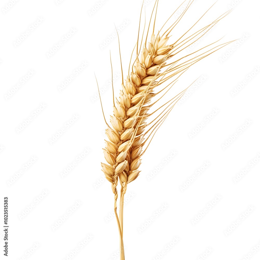 A single stalk of wheat, isolated on a white background. A single stalk of wheat, isolated on a white background.