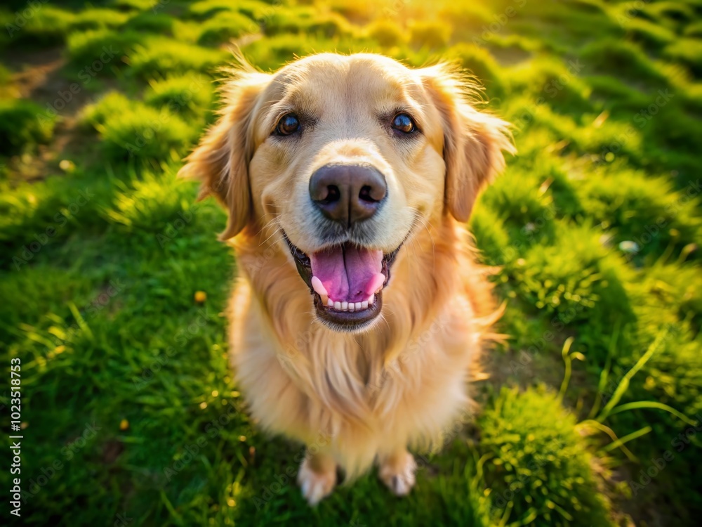 Adorable Golden Jack Retriever Playing in a Sunny Park with a Happy Expression and Beautiful Fur Coat Adorable Golden Jack Retriever Playing in a Sunny Park with a Happy Expression and Beautiful Fur Coat