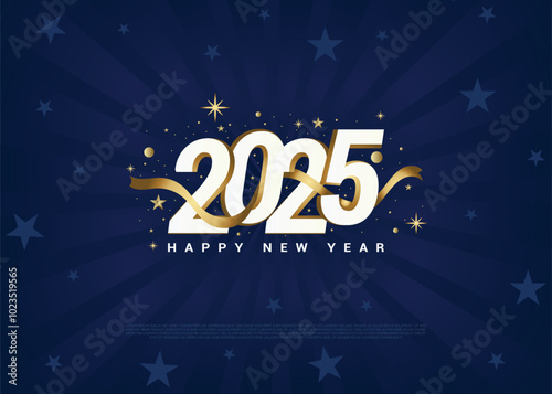 Happy New Year 2025 Design Set featuring authentic numerals and a refined color palette. A premium vector ideal for banners, greeting cards, and book covers.