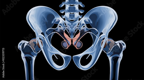 An X-ray image providing a clear view of the skeletal framework of the human lower anatomy.