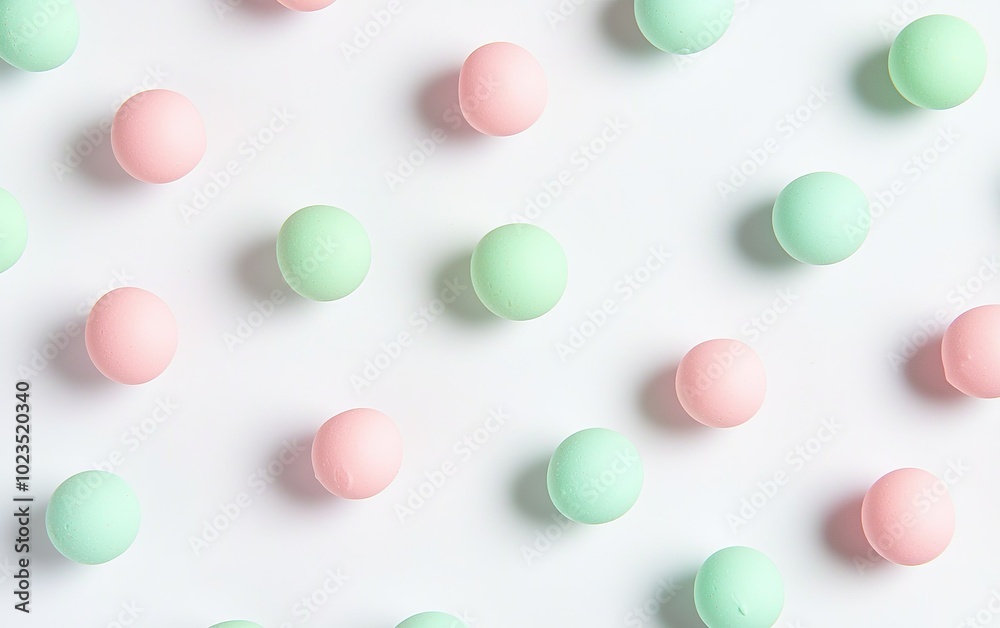Colorful pastel balls arranged in a pattern on a white background creating a playful and vibrant decorative effect Colorful pastel balls arranged in a pattern on a white background creating a playful and vibrant decorative effect