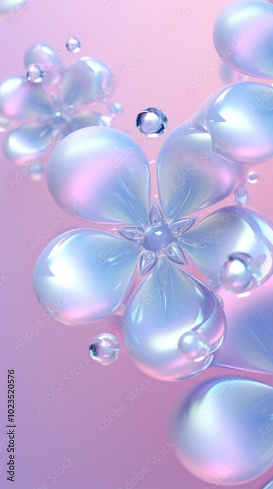 Fototapeta premium Bubbles merging abstract graphics flower.