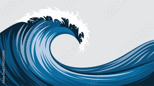 Single stylized wave with perfect curve on white background.