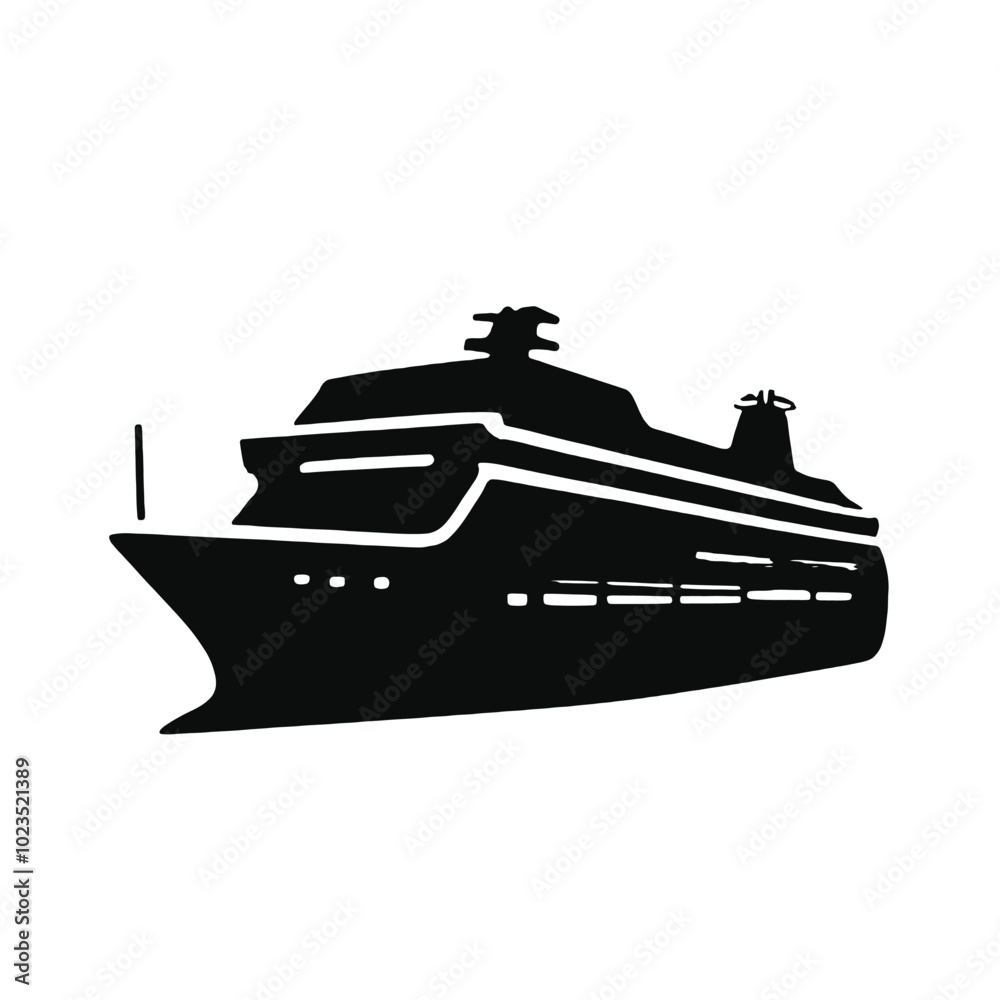 Fototapeta premium A black silhouette of a large cruise ship or passenger liner 